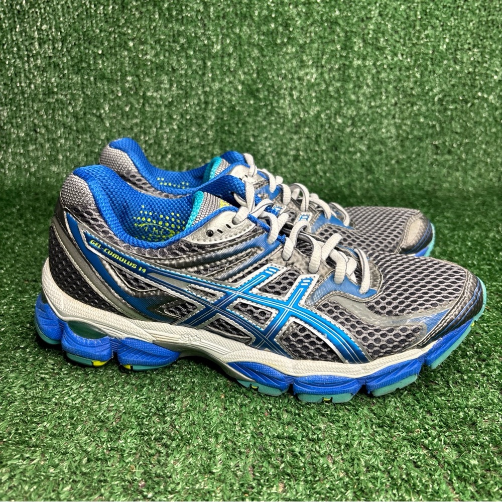 ASICS Gel-Cumulus 14 Women’s‎ Running Shoes Size 7 B T296N Gray Blue Vintage Y2K